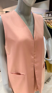 Long Vest with Pockets - Peach Crepe
