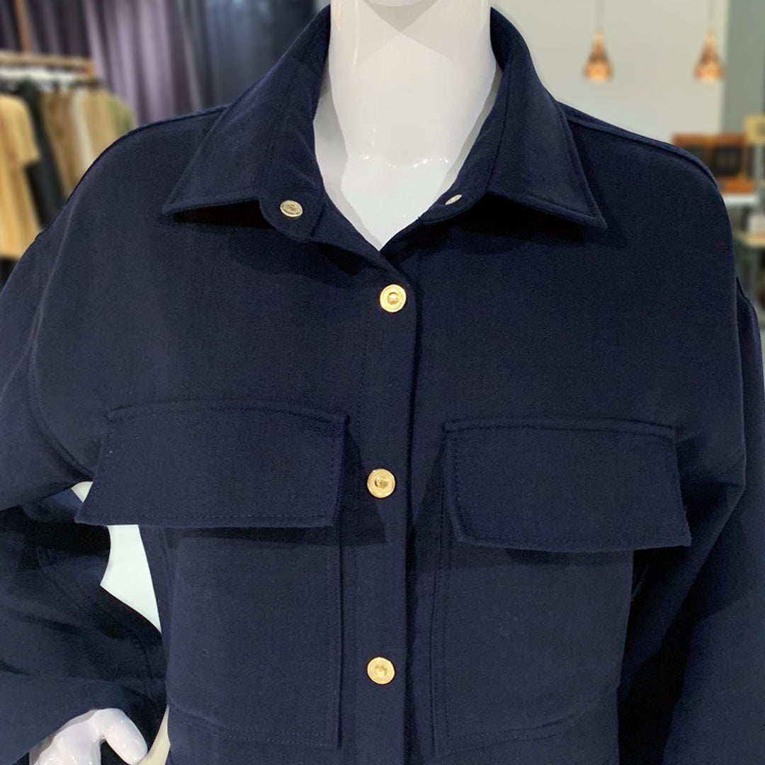 Una Ricci Long-Sleeve Snap Button Jumpsuit