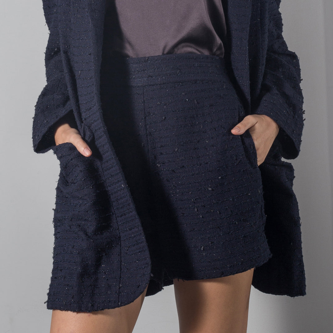 Una Ricci Blue Tweed Shorts