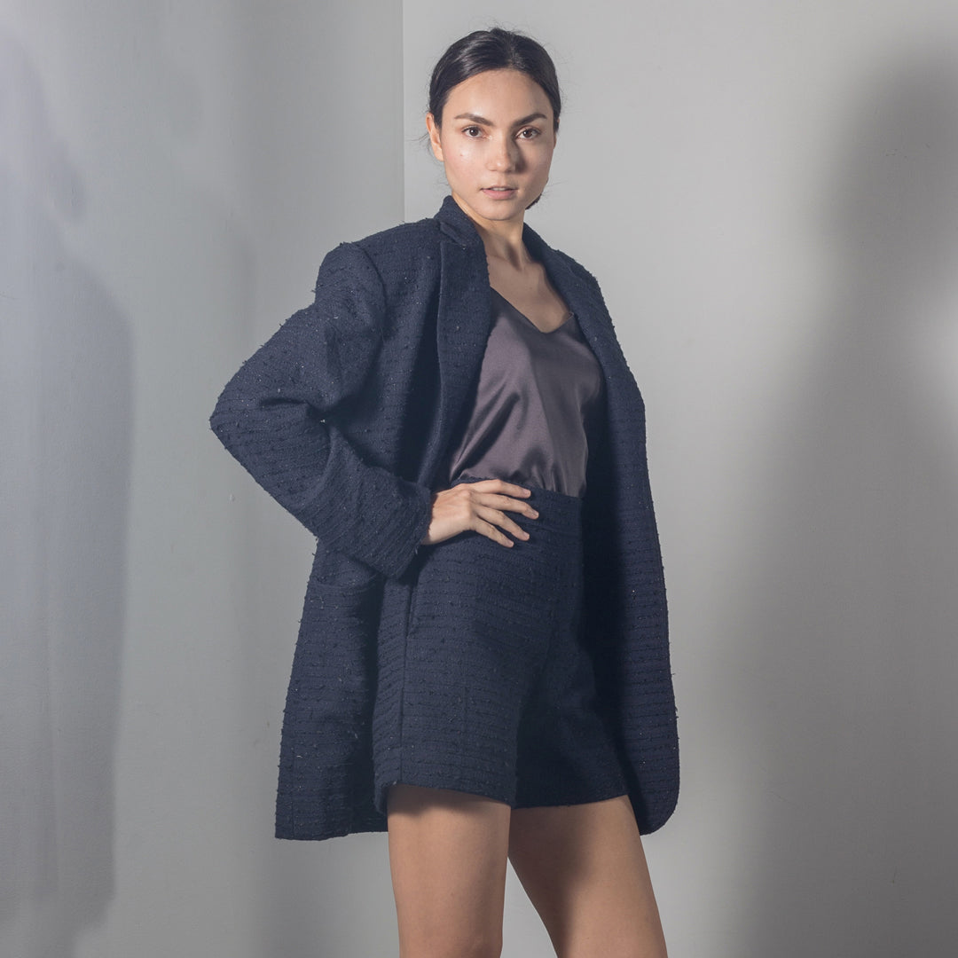 Una Ricci Blue Tweed Shorts
