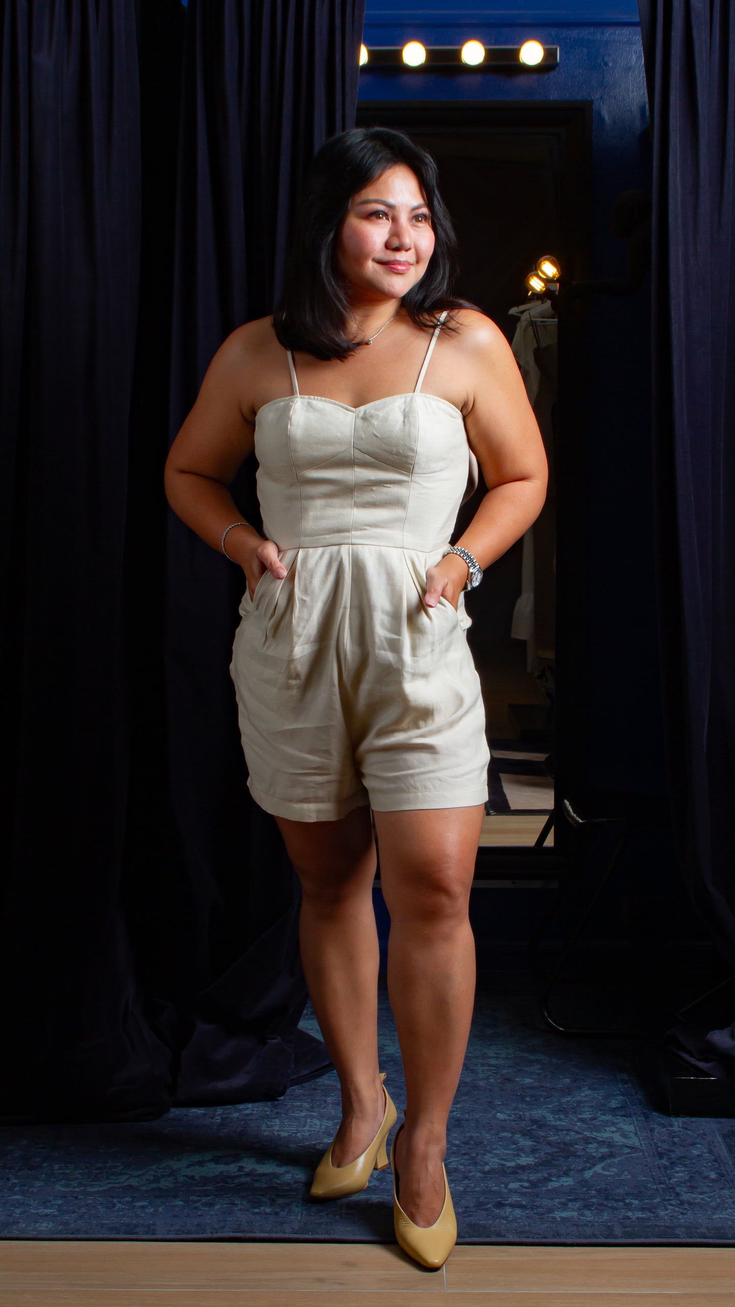 Spaghetti Strap Semi-Sweetheart Cup Cutout Detail Romper