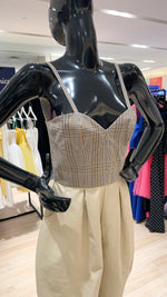 Load image into Gallery viewer, Semi-Sweetheart Baggy Jumpsuit - Khaki / Checks
