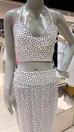 Load image into Gallery viewer, Bra Top - Blue and White Polka Dot
