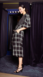 Load image into Gallery viewer, Oversized Front Wrap Jumpsuit with Detachable Wide Belt - Checks
