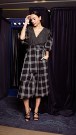 Load image into Gallery viewer, Oversized Front Wrap Jumpsuit with Detachable Wide Belt Jumpsuit - Checks
