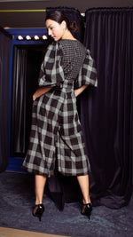 Load image into Gallery viewer, Oversized Front Wrap Jumpsuit with Detachable Wide Belt - Checks
