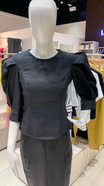 Load image into Gallery viewer, Puff Sleeve Top - Black Linen
