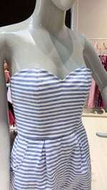 Load image into Gallery viewer, Semi-Sweetheart Romper - Light Blue Stripe Linen
