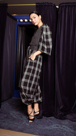 Load image into Gallery viewer, Oversized Front Wrap Jumpsuit with Detachable Wide Belt - Checks
