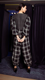 Load image into Gallery viewer, Oversized Front Wrap Jumpsuit with Detachable Wide Belt - Checks
