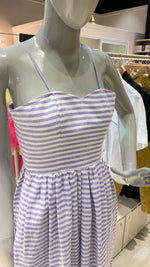 Load image into Gallery viewer, Semi-Sweetheart Balloon Dress with Ruffle Hem - Lilac Stripe
