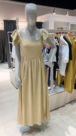 Load image into Gallery viewer, Ruffle Sleeve Long Dress - Tan Linen
