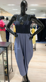 Load image into Gallery viewer, Sweetheart V-Cutout Baggy Jumpsuit - Dark Blue, Light Blue Combo
