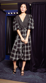 Load image into Gallery viewer, Oversized Front Wrap Jumpsuit with Detachable Wide Belt - Checks
