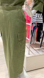 Load image into Gallery viewer, Pencil Skirt Back Slit - Army Green Linen
