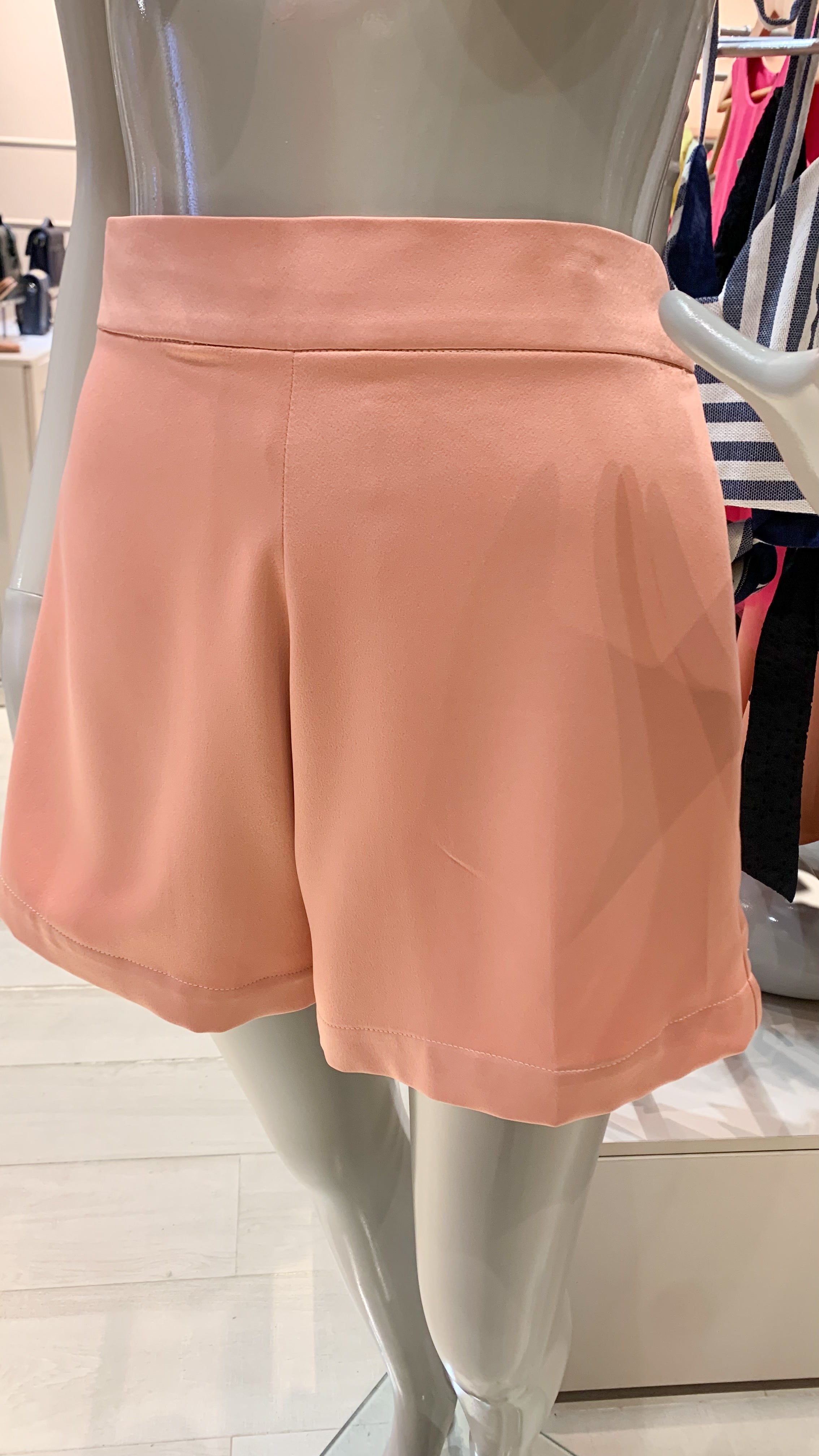 Semi-Flare Shorts - Peach Crepe