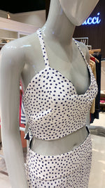 Load image into Gallery viewer, Bra Top - Blue and White Polka Dot
