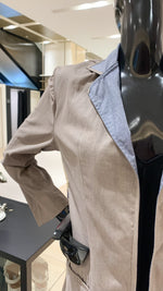 Load image into Gallery viewer, Long Blazer - Light Brown / Light Blue Reversible Fabric
