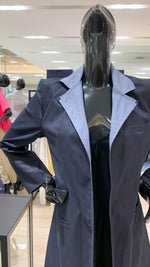 Load image into Gallery viewer, Long Blazer - Dark Blue / Light Blue Reversible Fabric
