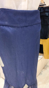 Shirred Skirt - Navy Blue Net