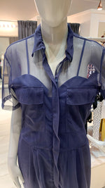 Load image into Gallery viewer, Short Sleeve Baggy Jumpsuit - Navy Blue Tulle
