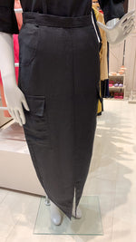 Load image into Gallery viewer, Pencil Skirt Front Slit - Black Linen
