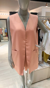 Long Vest with Pockets - Peach Crepe