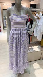 Load image into Gallery viewer, Semi-Sweetheart Balloon Dress with Ruffle Hem - Lilac Stripe

