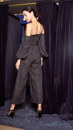 Load image into Gallery viewer, Off-Shoulder Wide Hem Jumpsuit - Small Checks
