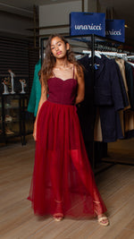 Load image into Gallery viewer, Overlay Skirt - Maroon Tulle
