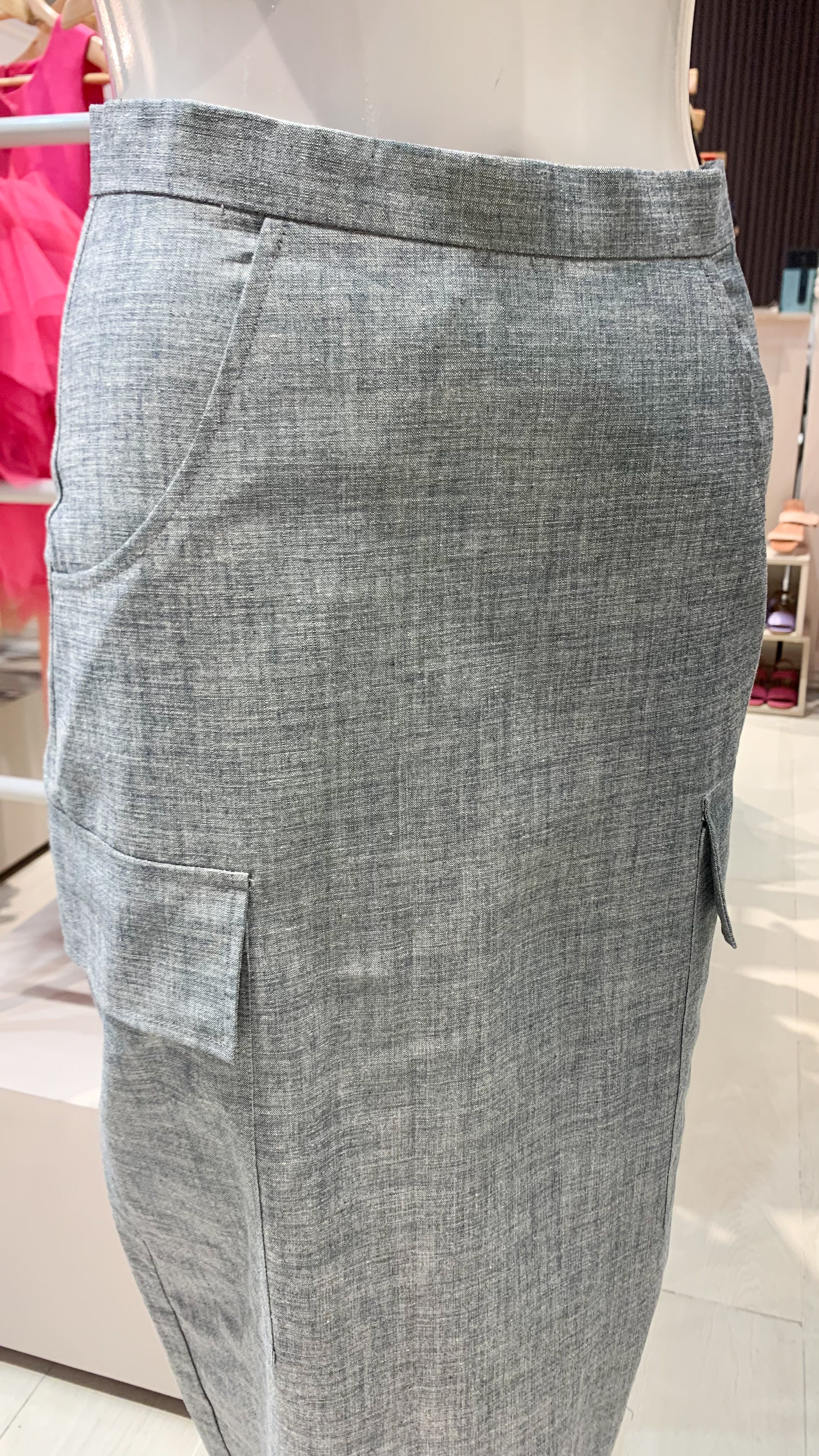 Pencil Skirt Back Slit - Soft Denim