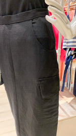 Load image into Gallery viewer, Pencil Skirt Front Slit - Black Linen
