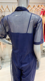 Load image into Gallery viewer, Short Sleeve Baggy Jumpsuit - Navy Blue Tulle
