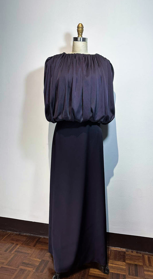 Bubble Top Dress - Violet Satin