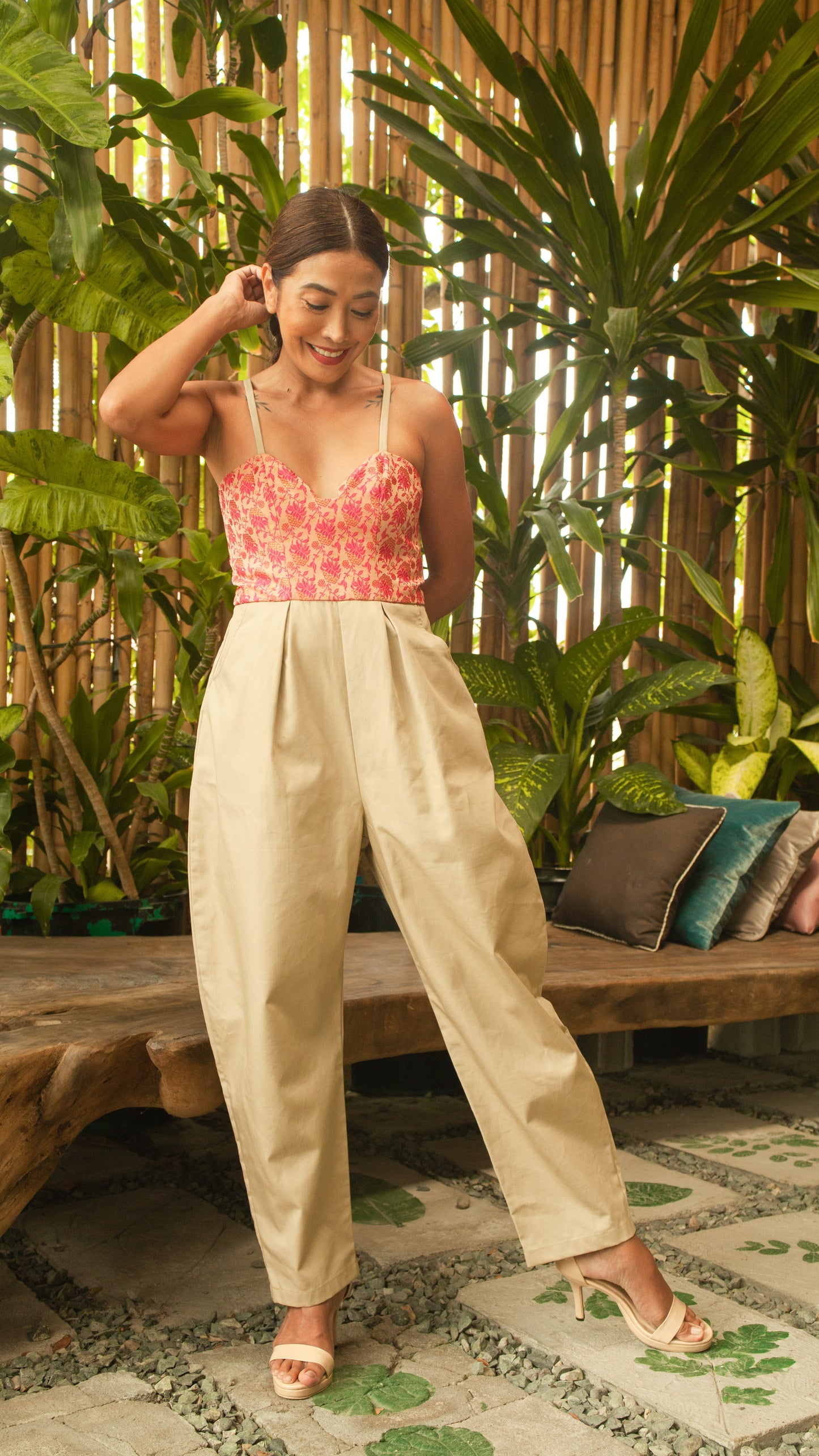Sweetheart Baggy Jumpsuit in Brocade Silk Upper Body