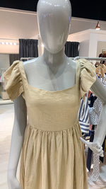 Load image into Gallery viewer, Ruffle Sleeve Long Dress - Tan Linen
