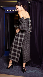 Load image into Gallery viewer, Off-Shoulder Wide Hem Jumpsuit - Mix Checks
