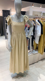 Load image into Gallery viewer, Ruffle Sleeve Long Dress - Tan Linen
