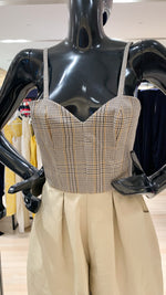 Load image into Gallery viewer, Semi-Sweetheart Baggy Jumpsuit - Khaki / Checks
