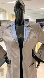 Load image into Gallery viewer, Long Blazer - Light Brown / Light Blue Reversible Fabric
