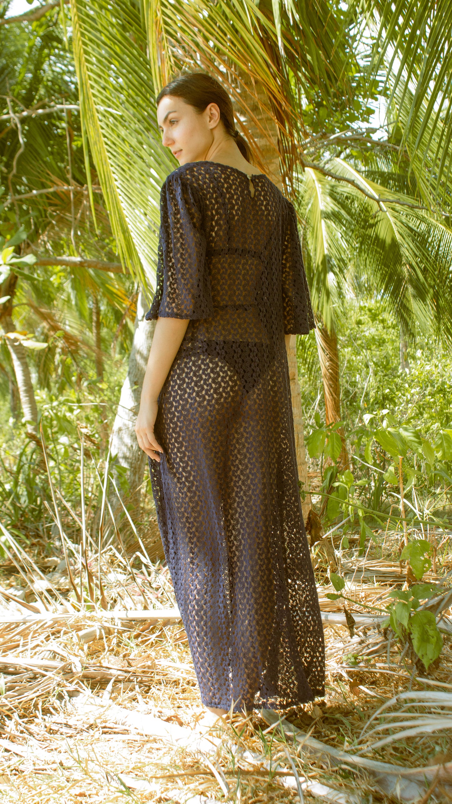 Front Side Shirring Long Dress