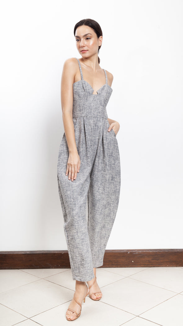Sweetheart V-Cutout Baggy Jumpsuit