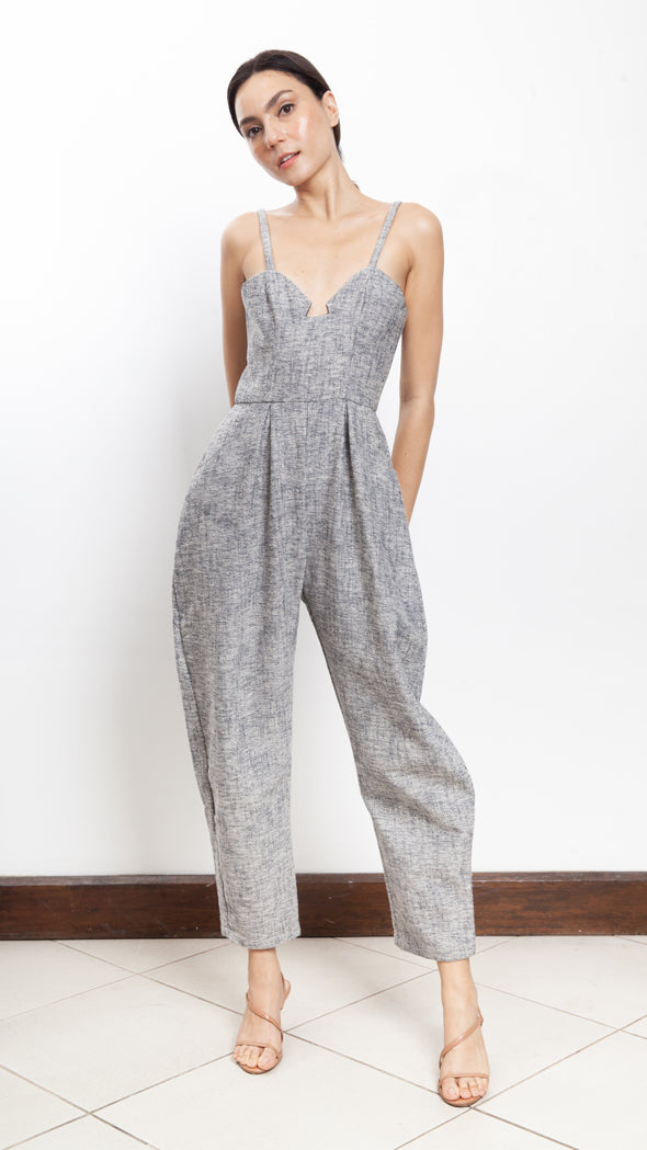 Sweetheart V-Cutout Baggy Jumpsuit