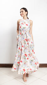 Load image into Gallery viewer, Elastic Waist Criss Cross Back Dress - Pink Floral
