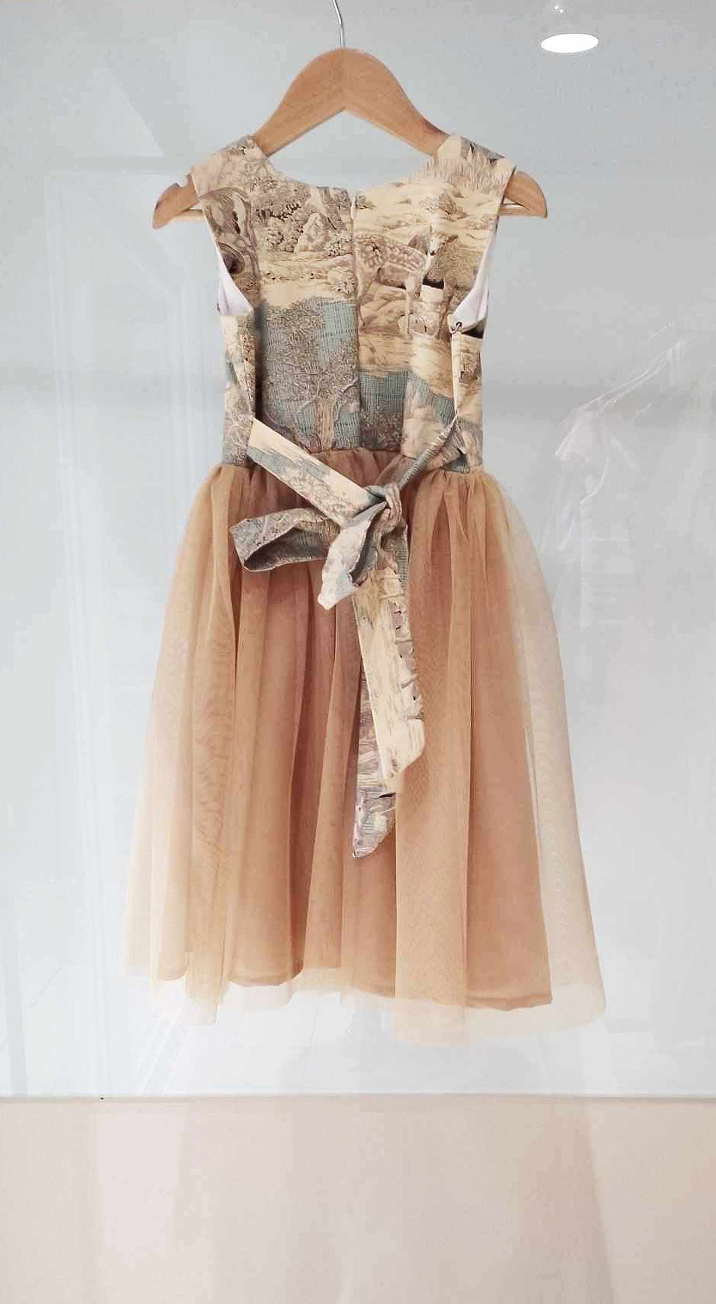 Emma Tulle Midi Dress - Green Deer w/ Nude Tulle Skirt