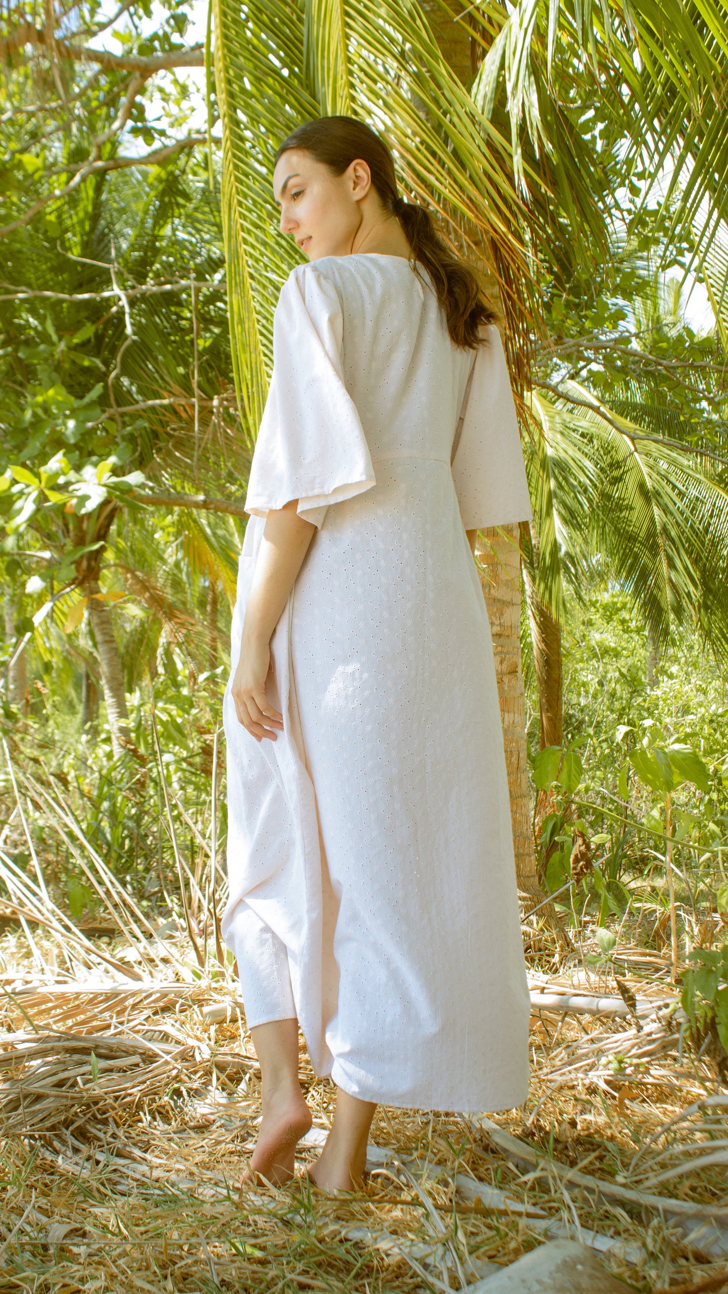 Front Side Shirring Long Dress