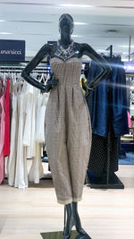 Load image into Gallery viewer, Strapless Jumpsuit Khaki Checkered
