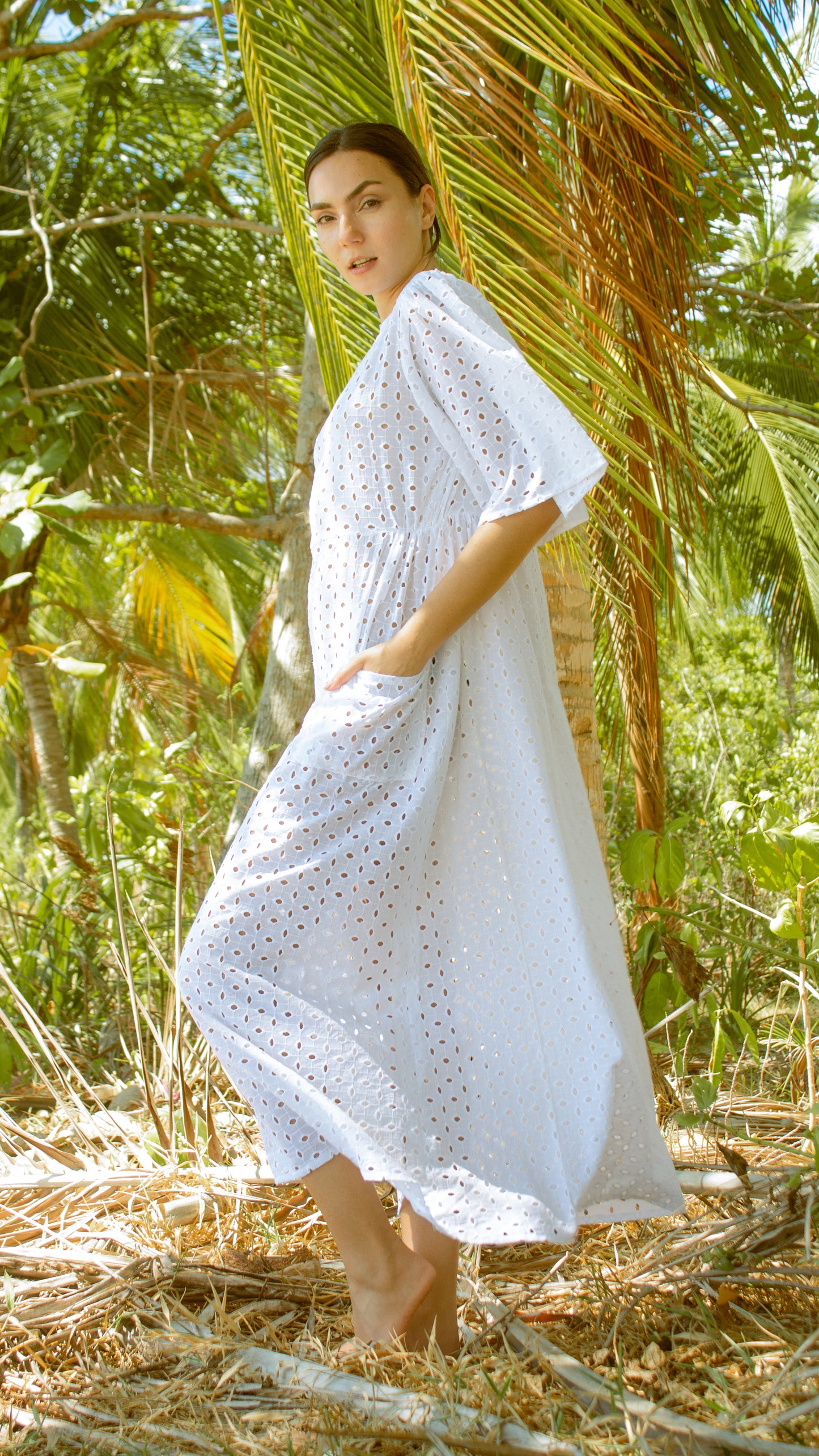 Front Side Shirring Long Dress