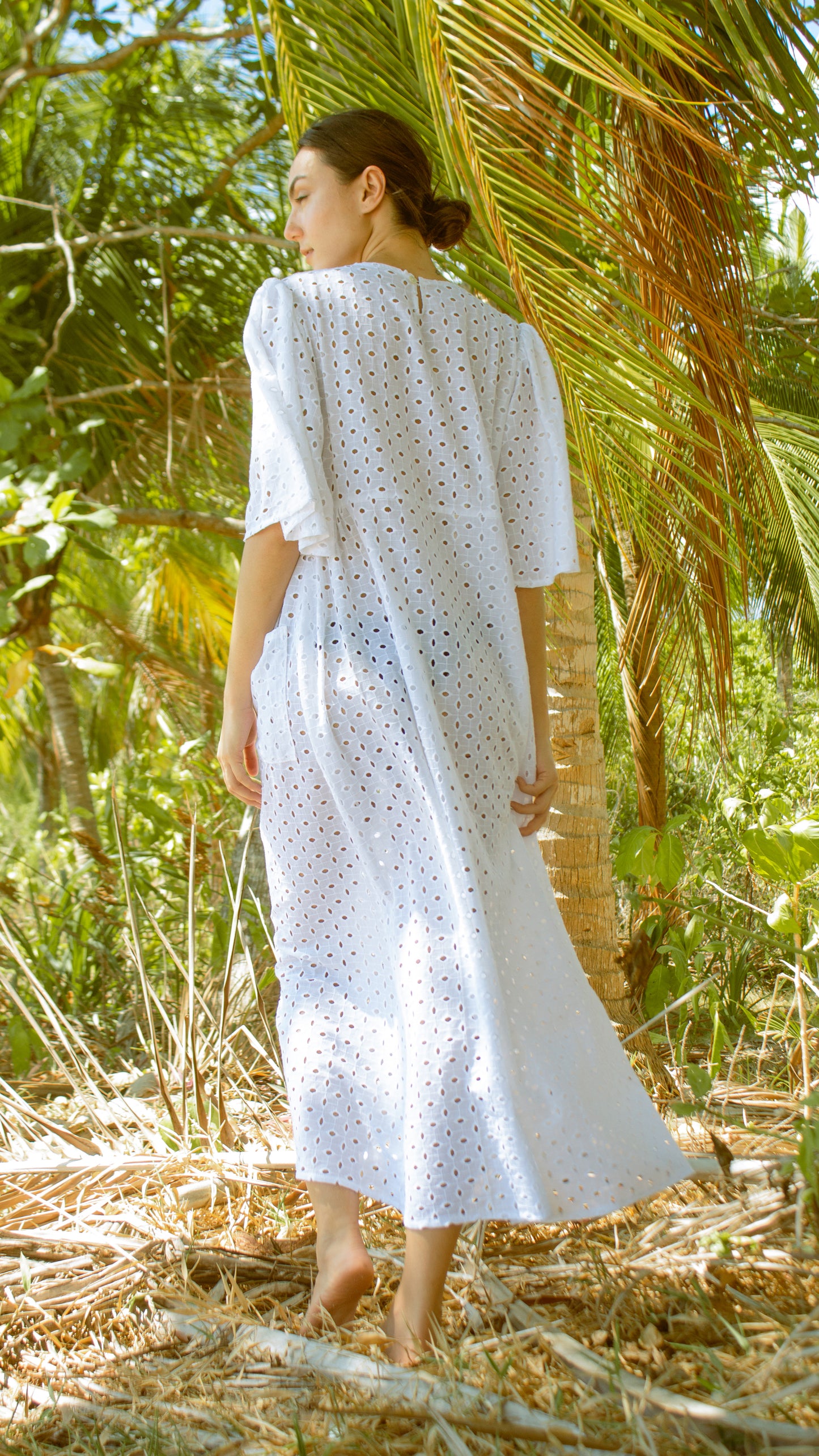 Front Side Shirring Long Dress
