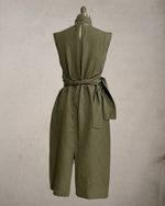 Load image into Gallery viewer, Wide Wrap Belt Dress — Fatigue Green Linen
